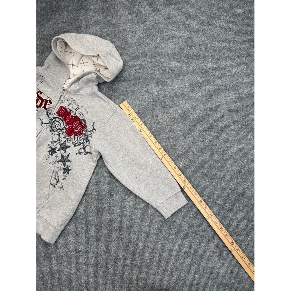 Sideout Kids Large 10/12 Full Zip Hoodie Gray Red Graphic Y2K Sweatshirt